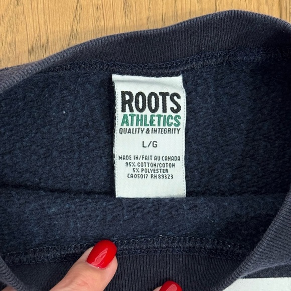 VINTAGE 90s Roots Youth Crewneck Sweater - Navy Blue - Size L - Picture 5 of 5